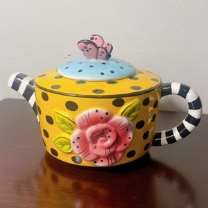 Decorative Teapot Butterfly Kitchen Decor Ceramic